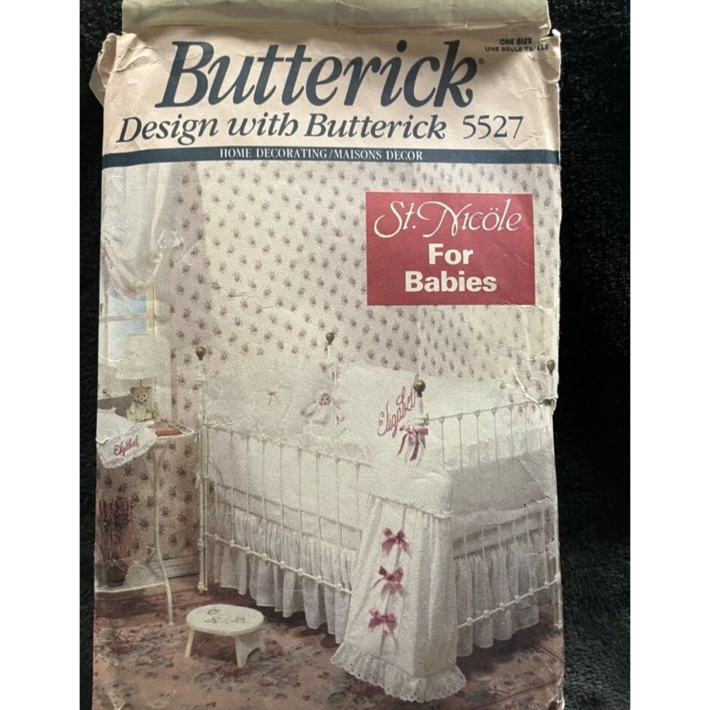Butterick 5527 Baby Nursery Room Decor Sewing Pattern Crib Quilt Bumpers Uncut